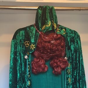 Green Velvet Cloak with Red Wig